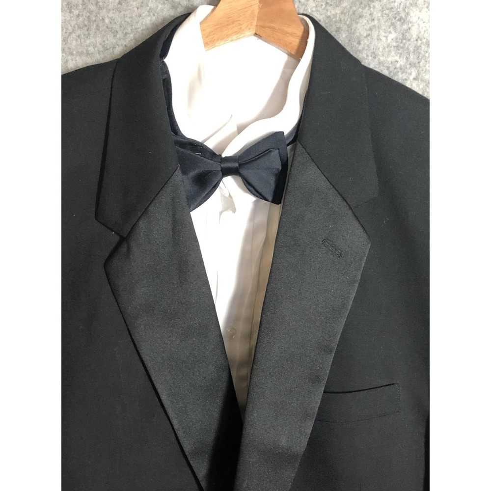 Jean Yves Tuxedo Jacket Mens 52R Black Two Button Notch Lapel Formal Wedding